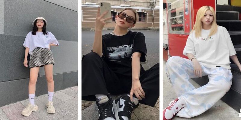 Phối đồ với áo thun form rộng